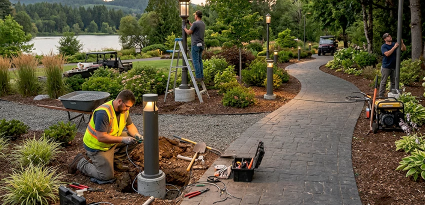 Landscape Post, Pole, and Bollard Lighting Installation in Riverview